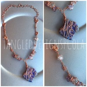 Sliced Jasper Copper Wire Wrapped Necklace